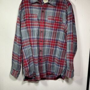 L.L. Bean Red and Gray Plaid Shirt